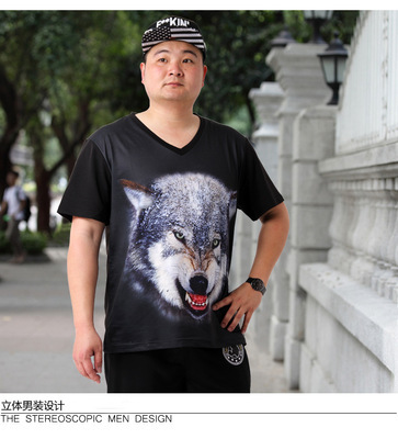 大碼男裝動物圖案個性T恤 潮流與野性的完美結合